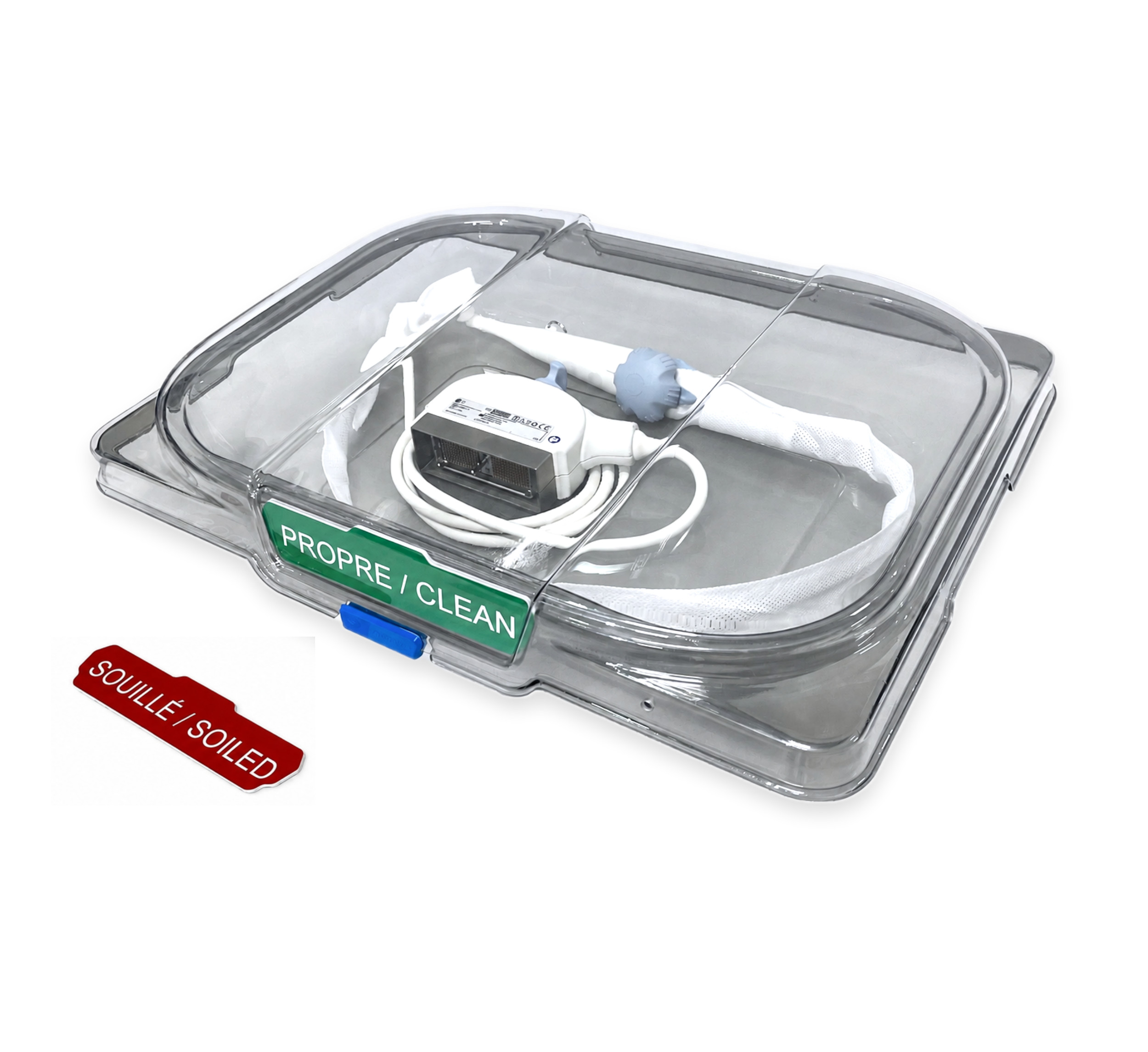 Bac de transport avec couvercle pour sonde sondes à échocardiographie transœsophagienne ETO