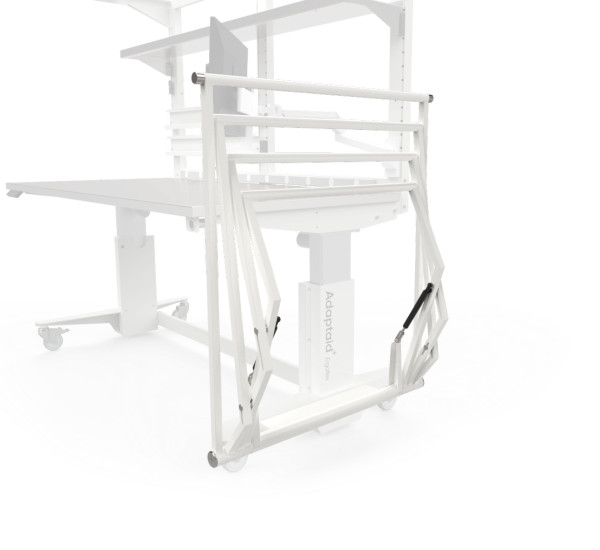 Support de champs rétractable Ergoflex en position fermée pour économiser de l'espace.